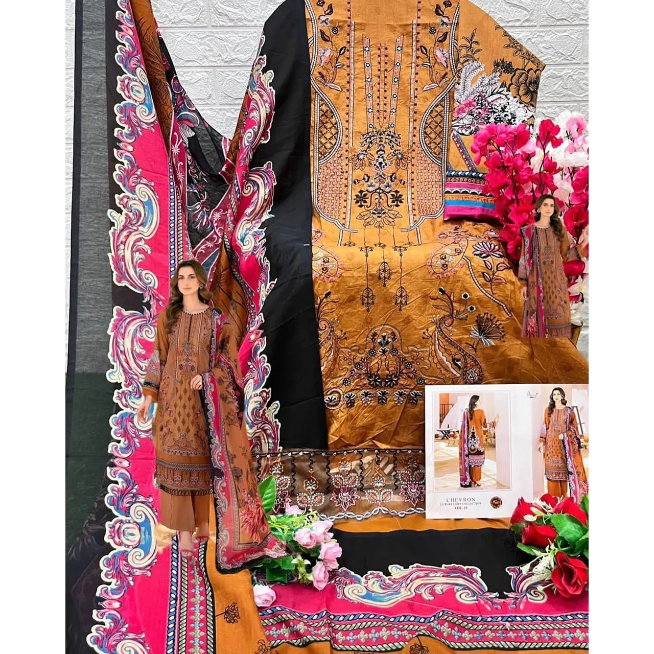 Pakistani Style Printed & Embroidered Dress