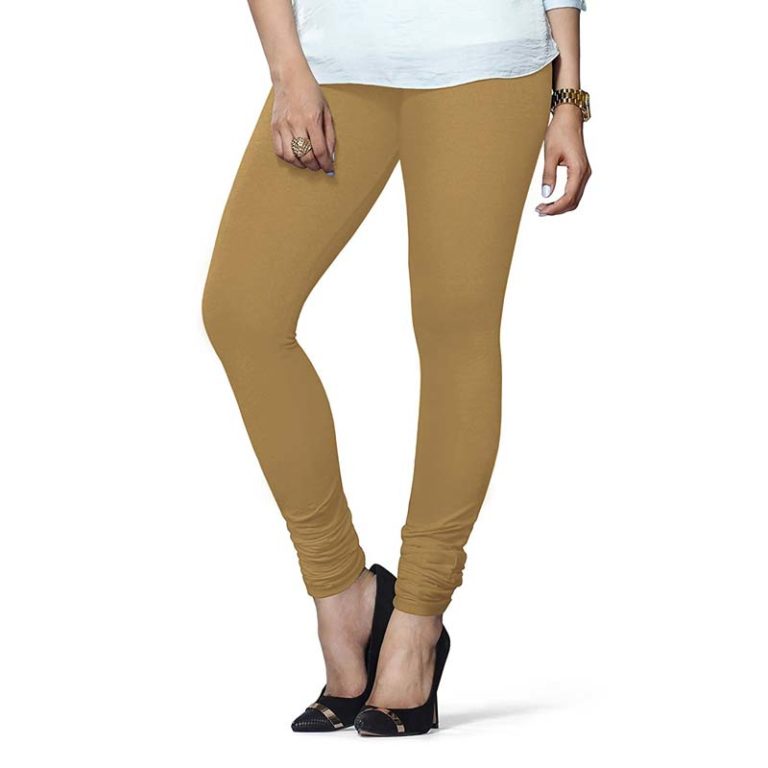 LUX Lyra Cotton Stretchable Full length Churidar Lycra Leggings for women -  Biscuit - Frozentags - Ladies Dress Materials