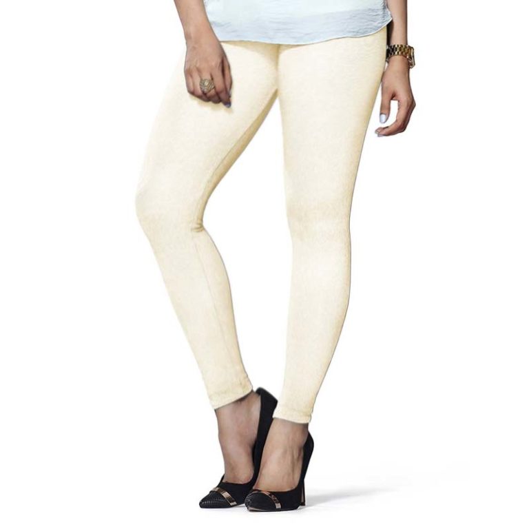 LUX Lyra Cotton Stretchable Full length Churidar Lycra Leggings for women -  Cream - Frozentags - Ladies Dress Materials