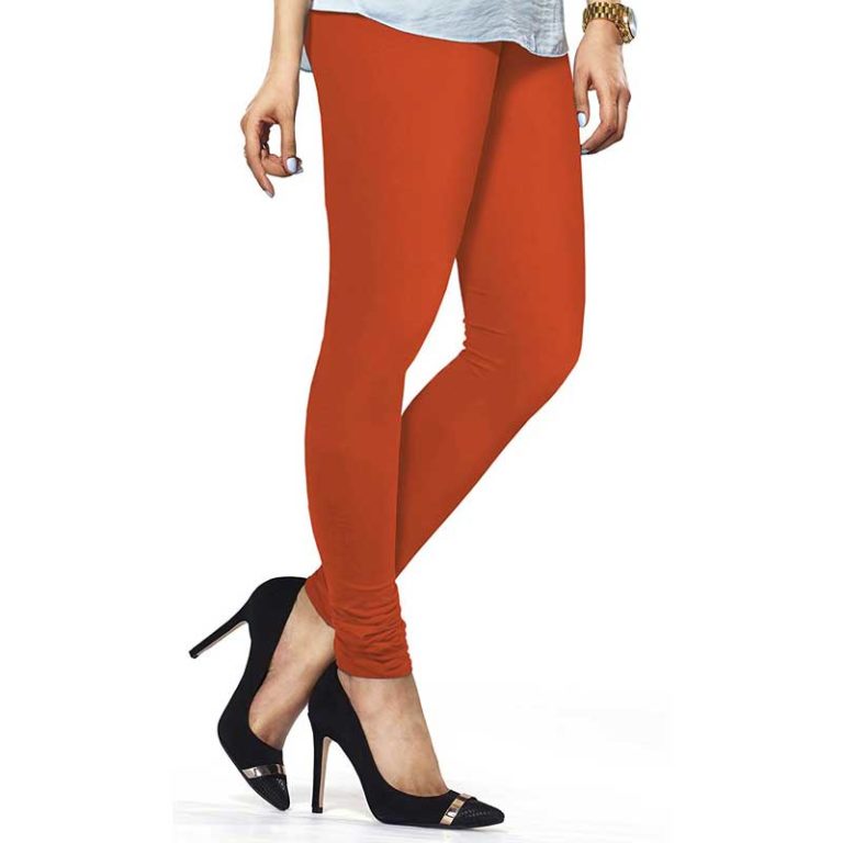 LUX Lyra Cotton Stretchable Full length Churidar Lycra Leggings for women -  Orange - Frozentags - Ladies Dress Materials