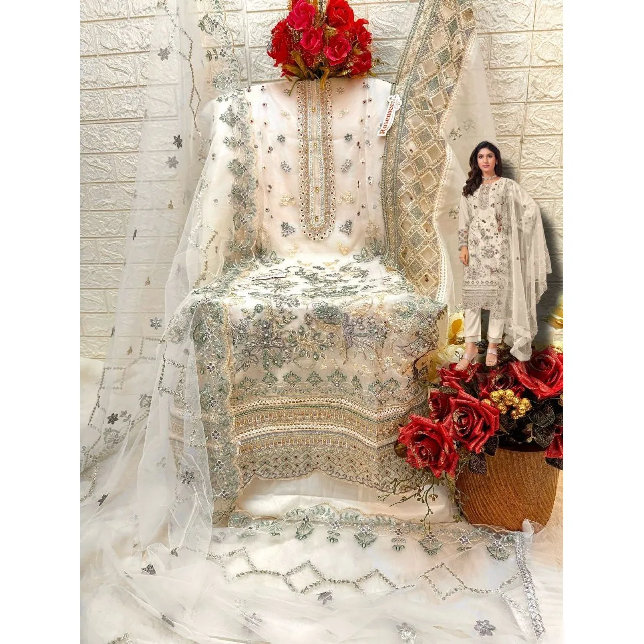 Off White Pakistani Suit for women