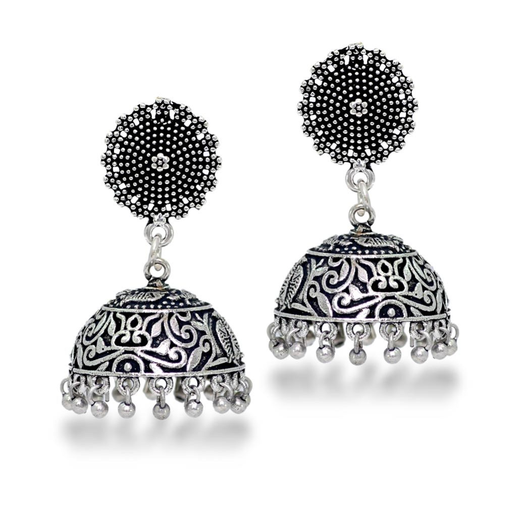 Silver Ethnic Traditional Jhumki Earrings online | Earrings Online ...