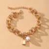 Gold plated lock charm bracelet