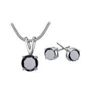 Platinum Plated Crystal Pendant Set for Womens