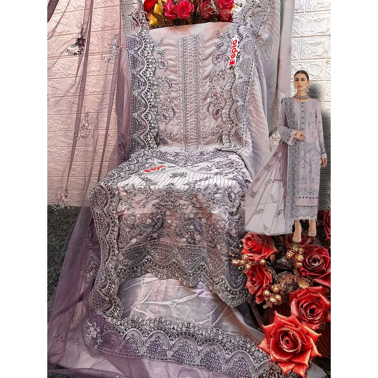 Pakistani Replica Embroidered Suit