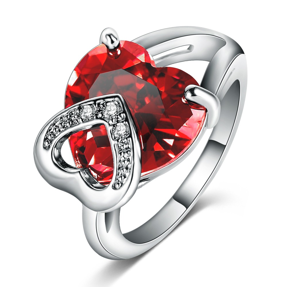 Alvira Valentine Love Blood Red Heart Shape for Girl And Women Stainless  Steel, Brass, Stone, Metal, Copper Cubic Zirconia, Diamond Rhodium,  Titanium, Black Silver Plated Ring Price in India - Buy Alvira