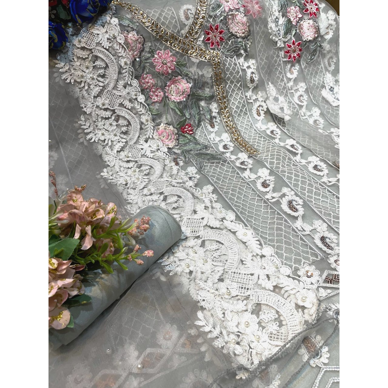 Pakistani Replica Heavy Embroidered Dress material