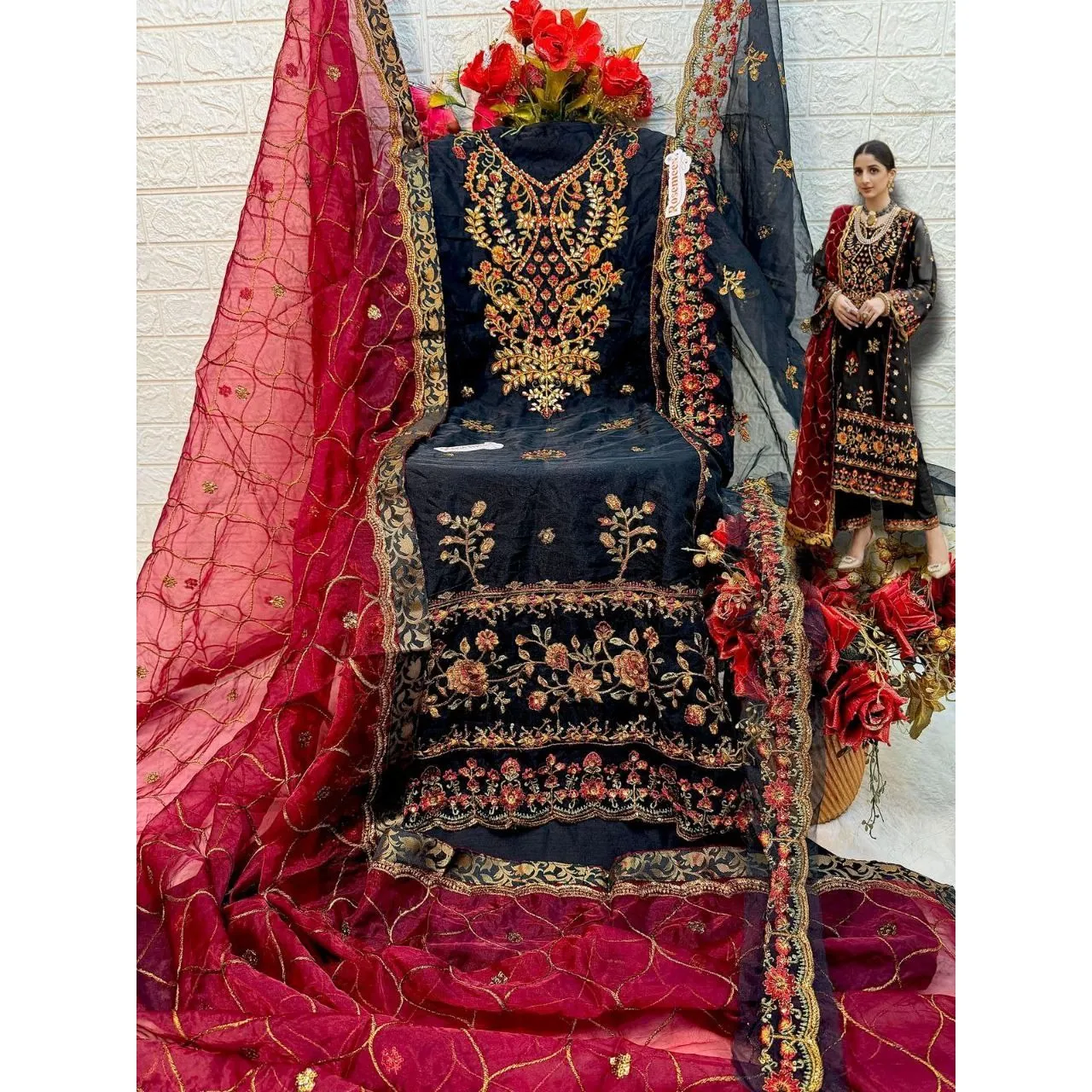 Party Wear Black Pakistani Suit