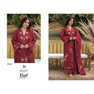 Deepsy Suits Elaf Premium Luxury Lawn Collection Red Hit Design no. 1724A